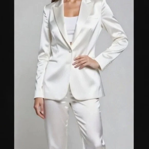 Abyss by Abbey Omair White Women's Jacket Small Pantsuit Medium $490 - Picture 3 of 11